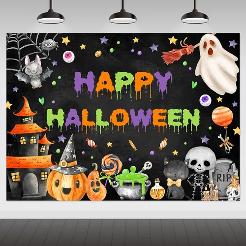 Avezano Telón de fondo de Halloween espeluznante para fiesta de fantasmas para niños, decoración de Halloween, cumpleaños, baby shower, 7 x 5 pies
