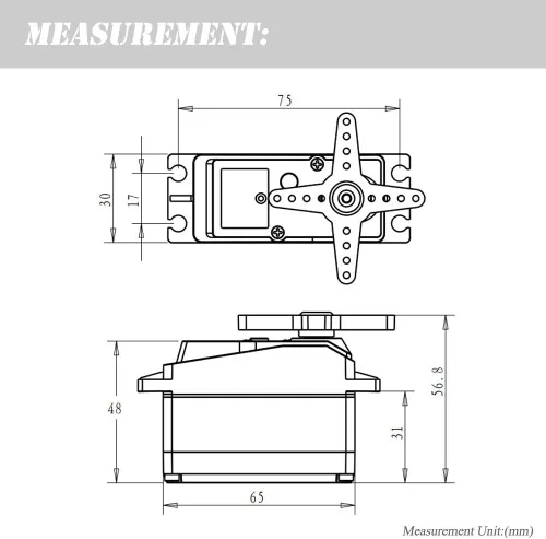 Miniatura 7 de 132.3 lbs Digital Servo 8.4V Engranaje De Acero Inoxidable De Alto Voltaje Gran Torque De Alta Velocidad Impermeable 1/5 Baja Servos - 180 Grados
