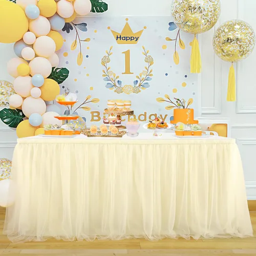 Miniatura 16 de Suppromo - Falda de mesa con tutú de calidad superior, con 3 capas de malla, plisada, de tul, para fiestas, bodas, baby shower, fiestas de Rosa