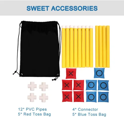 Miniatura 6 de OTTARO Juego gigante de Tic Tac Toe para exteriores e interiores para la familia, juego de lanzamiento de bolsas de frijoles al aire libre