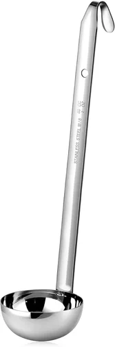 Miniatura 12 de meekoo 3 Piezas Cucharones de Acero Inoxidable Cucharón de Sopa con Mango con Borde de Vertido para Cocina Cocinando Sopa Salsa (3 oz)