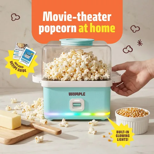 Miniatura 2 de Máquina de palomitas de maíz con cuenco, máquina eléctrica de palomitas de maíz de 12 tazas para noches de cine en casa y fiestas, máquina de Azul