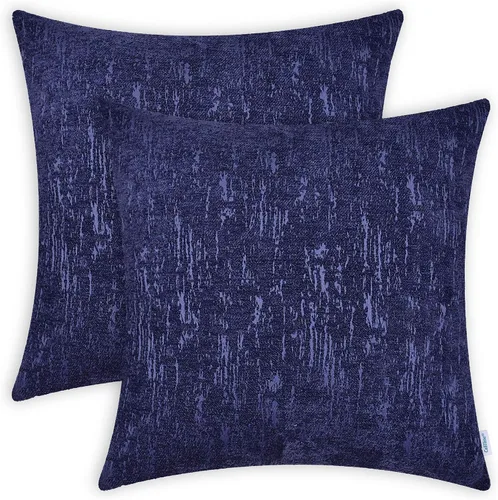 Miniatura 10 de CaliTime Juego de 2 fundas de cojín de felpilla súper suaves teñidas de mármol jacquard para sofá, decoración de casa rural, 18 x 18 pulgadas