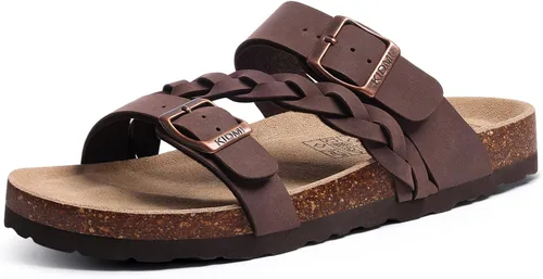 Miniatura 15 de KIDMI Sandalias con plantilla de corcho para mujer con soporte de arco, cómodas sandalias deslizantes con hebilla ajustable para el verano