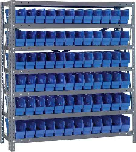 Miniatura 146 de Quantum QSBU-245BK Heavy Duty Shelving Unit with (7) Shelves and (24) QUS245 Black Bins for Garage Warehouse Storage Distribution 400 lb Load