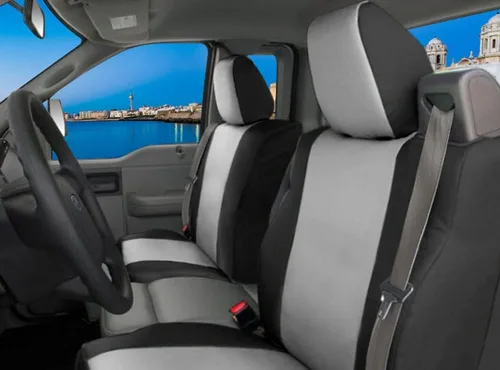 Miniatura 4 de CarsCover Fundas para asiento delantero de auto, de neoprene, hecho a medida para Ford F150 F250 F350, Pickup, color gris y negro, para asiento
