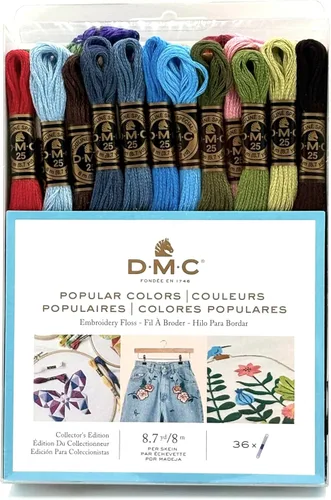 DMC, 117F25-pc36, hilos para bordado de variedad de colores, paquete de 36 madejas de 8,7 yardas cada una