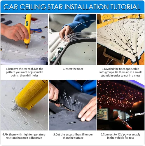 Miniatura 6 de ATOKEE Kit de Cielo Estrellado (Headliner) de 10W, 550 unidades, 0.03 pulgadas, 13.1 pies, luces de estrella de fibra óptica parpadeantes para uso
