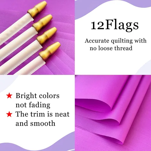 Miniatura 3 de WEITBF 12 Piezas Banderas Moradas Sólidas de 8×12 Pulgadas Pequeñas Banderas de Sublimación en Blanco para Bricolaje en Palo Mini Bandera Triangular