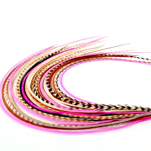 Miniatura 13 de 21 extensiones de cabello de color azul, kit de gallo de 9 a 14 pulgadas de largo, con 20 cuentas de microenlace, plumas 100% reales, estilo bohemio