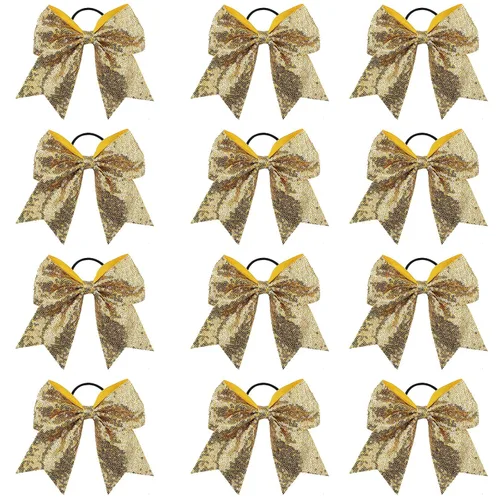Miniatura 16 de 18 PCS 8" Large American Flag Cheer Hair Bows Ponytail Holder Elastic Band Handmade for Cheerleaders Teen Girls College Sports