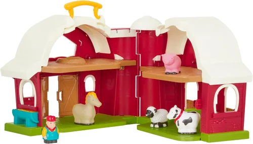 Miniatura 4 de Battat Big Red Barn, Animal Farm Playset - Juguete de aprendizaje para niños pequeños, 18M Plus, 13.5" x 9"x 12