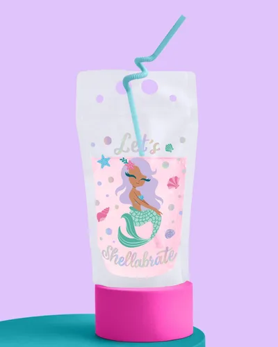 Miniatura 6 de xo, Fetti Bolsas de bebidas de sirena – 16 unidades Suministros de fiesta de cumpleaños de sirena, baby shower Mermazing, recuerdos de fiesta