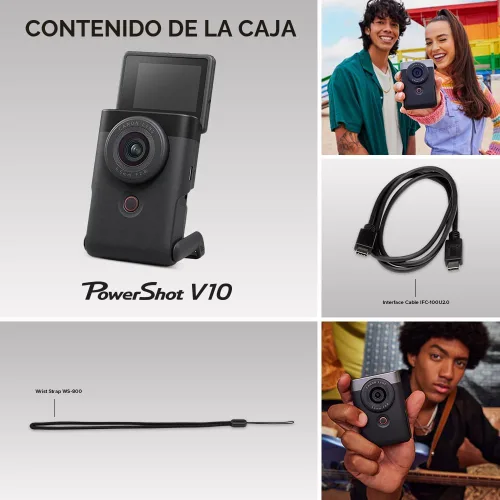Miniatura 13 de Canon PowerShot V10 Cámara, Cámara Compacta Creadora de Contenido para Vlog, Lente Gran Angular Fijo de 19mm, Video 4K, Detección de Rostro, Plateado