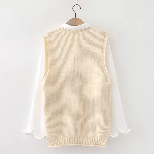 Miniatura 2 de Minibee Chaleco de suéter para mujer, casual, sin mangas, con cuello en V, con botones, de algodón, con bolsillos