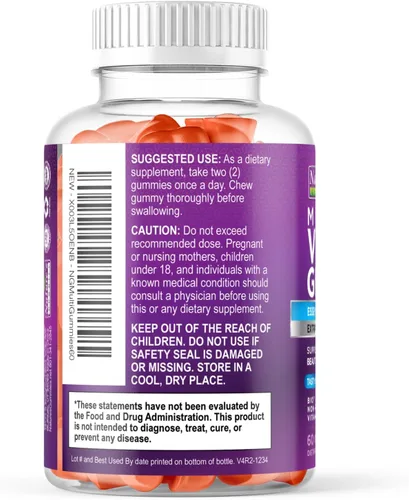 Miniatura 8 de Gomitas multivitamínicas para adultos, gomitas multivitamínicas completas para mujeres y hombres, vitaminas y minerales esenciales con vitaminas A