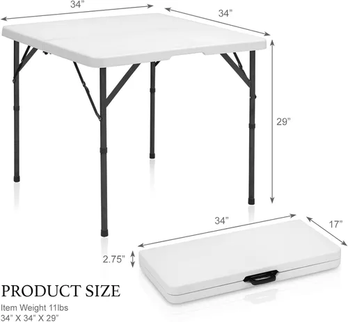 Miniatura 8 de AJP Distributors Mesa plegable portátil de plástico de 3 pies 34 pulgadas, parte superior resistente con asa de transporte, interior y exterior
