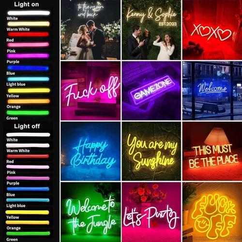 Miniatura 8 de Letrero de neón LED personalizado, regulable, luz de neón personalizada para decoración de pared de dormitorio, boda, fiesta de cumpleaños, bar
