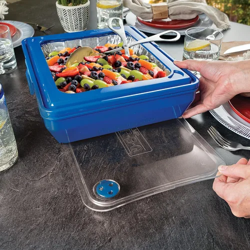 Miniatura 9 de Mr. Bar-B-Q Bandeja para cocinar, transportar y servir para uso en interiores y exteriores, fácil de servir con parte superior transparente extraíble