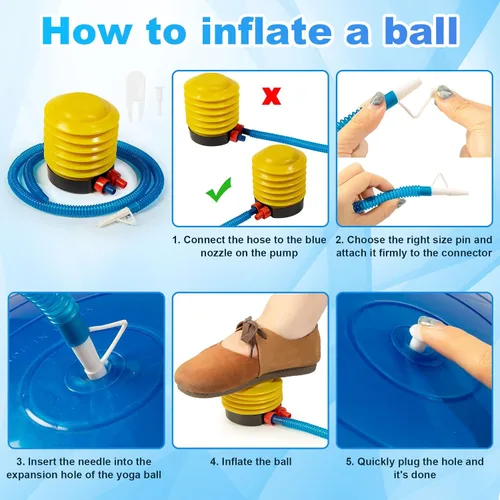 Miniatura 4 de Jexine Pelota de yoga, pelota de ejercicio de PVC, estabilidad, equilibrio, silla de bola de yoga, bomba rápida para entrenamiento físico, embarazo
