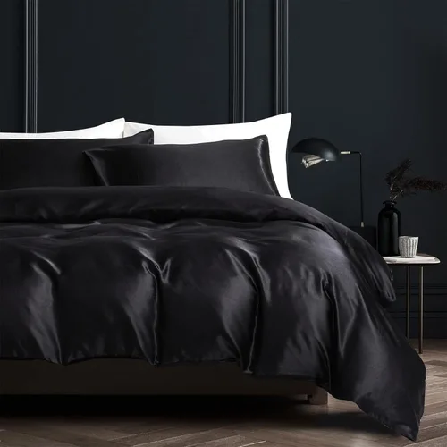 Miniatura 2 de HOTNIU Juego de funda de edredón de seda satinada con cierre de cremallera, colección de ropa de cama de 2 piezas ultra suave de alta calidad