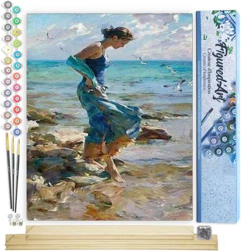 Miniatura 58 de Figured'Art - Juego de pintura por números, lienzo enrollado sin marco, para manualidades, para adultos, 16 x 20 pulgadas, jarrón de peonías