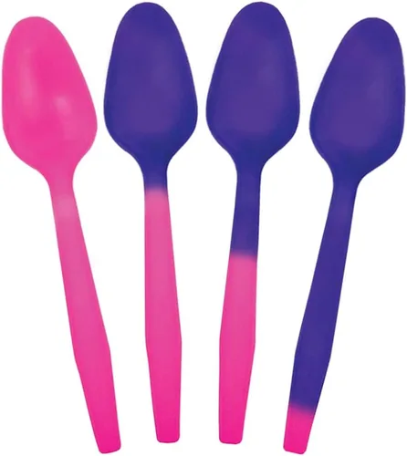 Miniatura 6 de Cucharas reutilizables de base biológica, paquete de 20, 5 colores, ideales para yogur, helado, helados, bebidas frías, empaquetadas en Estados