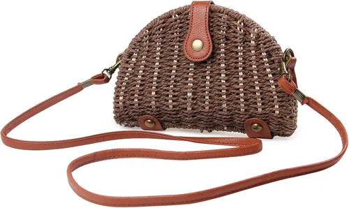 Miniatura 7 de KUANG! Bolso cruzado de paja para mujer, bolso de hombro y mensajero, bolso de paja para playa para mujer