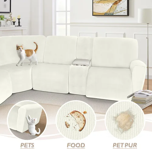 Miniatura 351 de Arfntevss Fundas de sofá seccional reclinable de terciopelo, Funda de sofá seccional de esquina para sofá reclinable, Funda elástica suave