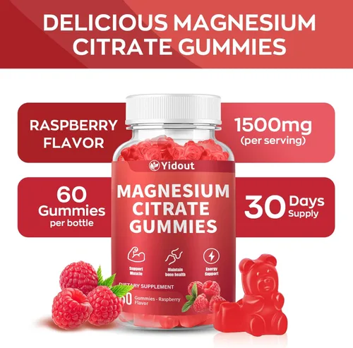 Miniatura 6 de Gomitas de magnesio de alta absorción para adultos, suplemento de magnesio para apoyo muscular, nervio, hueso y corazón, vegano, sin OMG, sabor