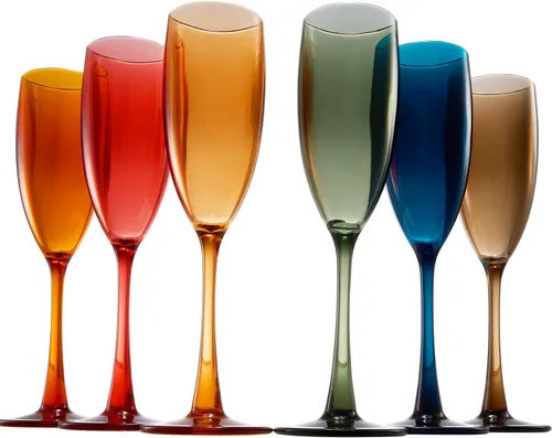 Miniatura 2 de The Wine Savant - Juego de 6 copas de champán de plástico acrílico estilo europeo Copas de champán coloreadas reutilizables para brindis 100%