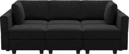Miniatura 8 de Belffin Sofá Seccional Modular de Terciopelo con Chaise Lounge Sofá Cama Seccional con Chaise de Almacenamiento Sofás Cama Sofá para Sala de Estar