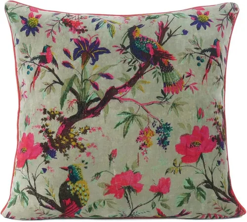 Miniatura 13 de Funda de cojín con flores de terciopelo para sofá, cojín bohemio colorido, con diseño de pájaro, estilo chic bohemio, acento indio, hecho a mano