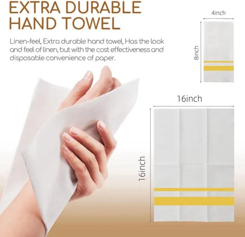 Miniatura 2 de Servilletas desechables doradas con bolsillo integrado para cubiertos, servilletas de tela para bodas, fiestas de lino, 100 unidades, 16 x 16