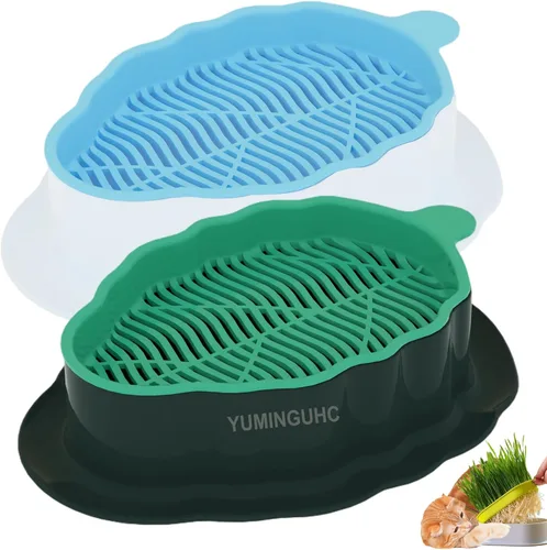 2 Piezas Macetas de Hierba para Gatos (Sin Semillas Incluidas) Bandejas de Plantación de Pasto de Trigo Kits de Cultivo de Hierba para Gatos