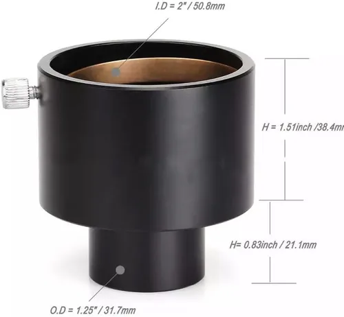 Miniatura 7 de Diyeeni Adaptador de ocular de telescopio de 1.25 a 2 pulgadas, adaptadores de foto para telescopio, Adaptador de montaje de foco de telescopio