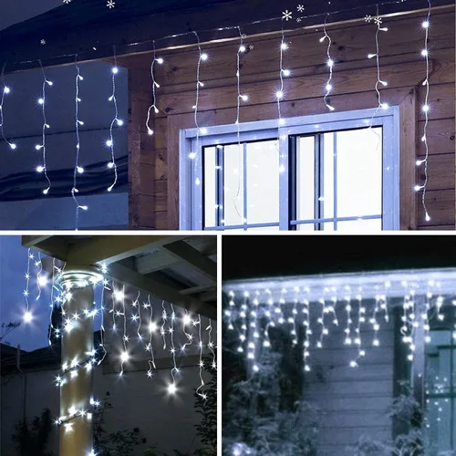 Miniatura 2 de GTSYDING - Luces LED de carámbano, 13 pies, 96 luces LED, 8 modos, cortina de ventana extensible, hada, Navidad, techo, colgante, luz parpadeante