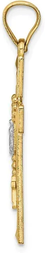 Miniatura 2 de Colgante de oro amarillo macizo de 14 quilates con dos tonos de cruz rosario