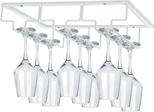 Miniatura 19 de MOCOUM Estante para copas de vino debajo del gabinete, soporte para copas de vino, soporte de alambre para copas de vino, colgador de almacenamiento