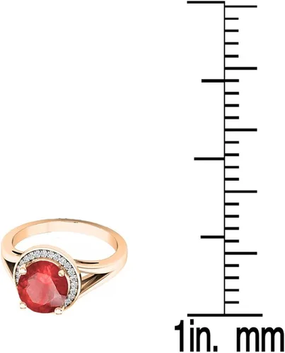 Miniatura 200 de Dazzlingrock Collection Anillo de compromiso redondo de 0.276 in con halo de diamante blanco y vástago dividido para ella en oro macizo de 14