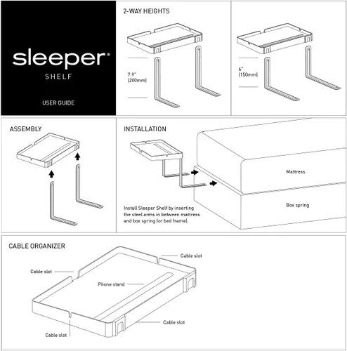 Miniatura 7 de Sleeper Soporte para teléfono y organizador de cables forrado con silicona para mesita de noche antideslizante, espacio pequeño, debajo del colchón