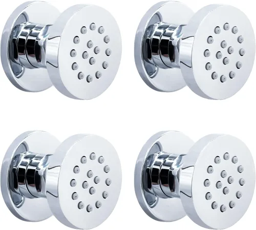 Miniatura 17 de HOMEDEC Cabezal de ducha redondo de latón de 2 pulgadas, para masaje, spa, soporte de pared, 4 piezas, negro mate