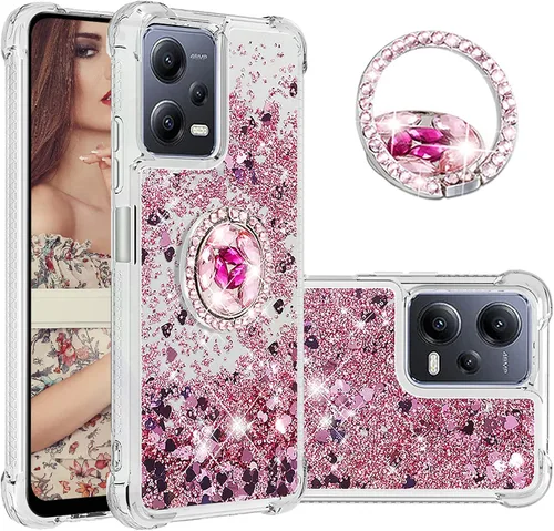 Miniatura 7 de CCSmall Funda brillante transparente brillante con purpurina para Xiaomi Redmi Note 12 5G (no 4G), cubierta de arena movediza líquida fluida