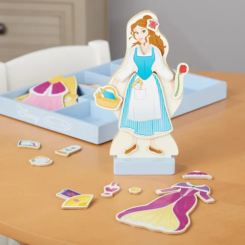 Miniatura 9 de Melissa & Doug Disney Belle - Juego de muñecas magnéticas de madera para disfrazarse (más de 30 piezas)