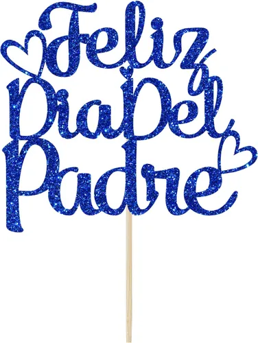 Miniatura 4 de Feliz Día del Padre - Decoración para tartas, decoración para tartas del día del padre, decoración de fiesta del día del padre, purpurina azul
