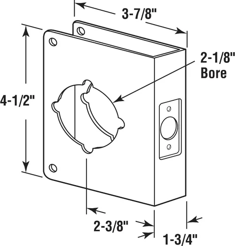 Miniatura 2 de Prime-Line Products U 9553 refuerzo para puerta y cerradura, 2-1/8 pulgadas x 2-3/8 pulgadas x 1-3/4 pulgadas, acero inoxidable, empotrado