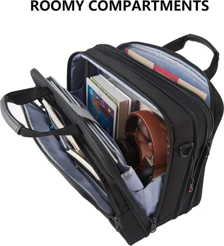 Miniatura 7 de KROSER - Bolso de hombro para laptop expandible, maletín para laptop hasta 17.3 pulgadas, repelente al agua, bolsa estilo bandolera para computadora