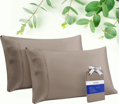 Miniatura 16 de Paquete de 2 fundas de almohada refrescantes de eucalipto Tencel tamaño King, color blanco nieve, absorben la humedad para sudores nocturnos, secado