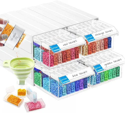 Miniatura 9 de ARTDOT Contenedores de almacenamiento de 56 rejillas para kits de arte de diamante para adultos, 2 paquetes de contenedor portátil de almacenamiento