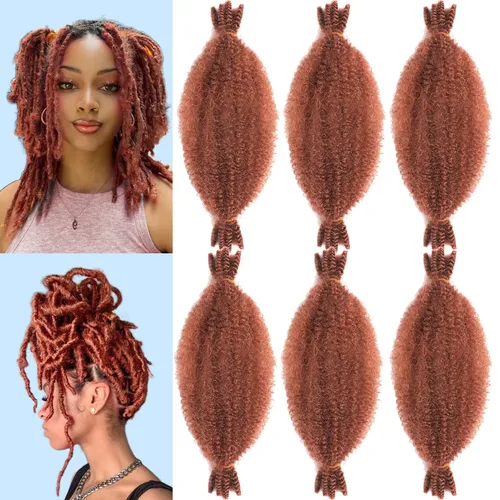 Miniatura 21 de Marley Twist - Cabello trenzado marrón Spring Twist de 18 pulgadas, cabello Marley para rastas suaves de imitación mariposa, cabello trenzado rizado